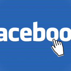 Facebook logo and hand pointer