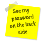 sticky note: see my password on the back side
